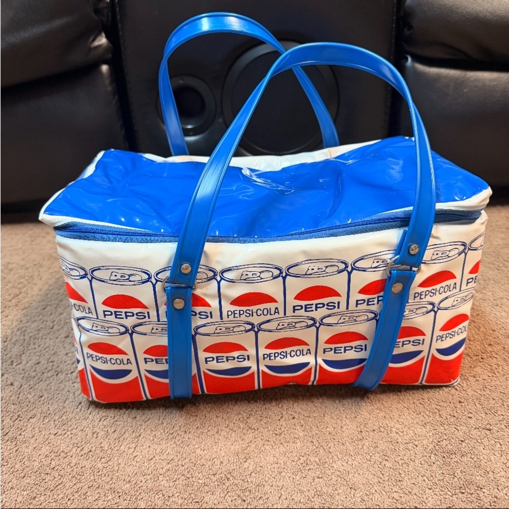 Vintage Pepsi Cola Cans Soft Vinyl Cooler Zipper Beverage Drink Soda